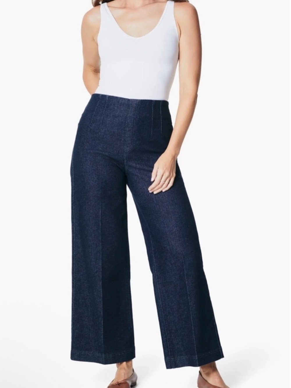 NEW SPANX Dark Indigo Wide-Leg High-Rise Jeans